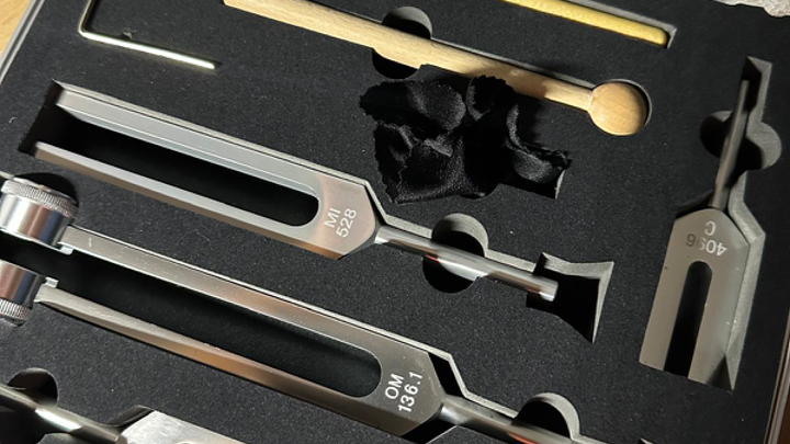 Stimmgabel-Set mit Zubehör für Anwendungen bei Tieren